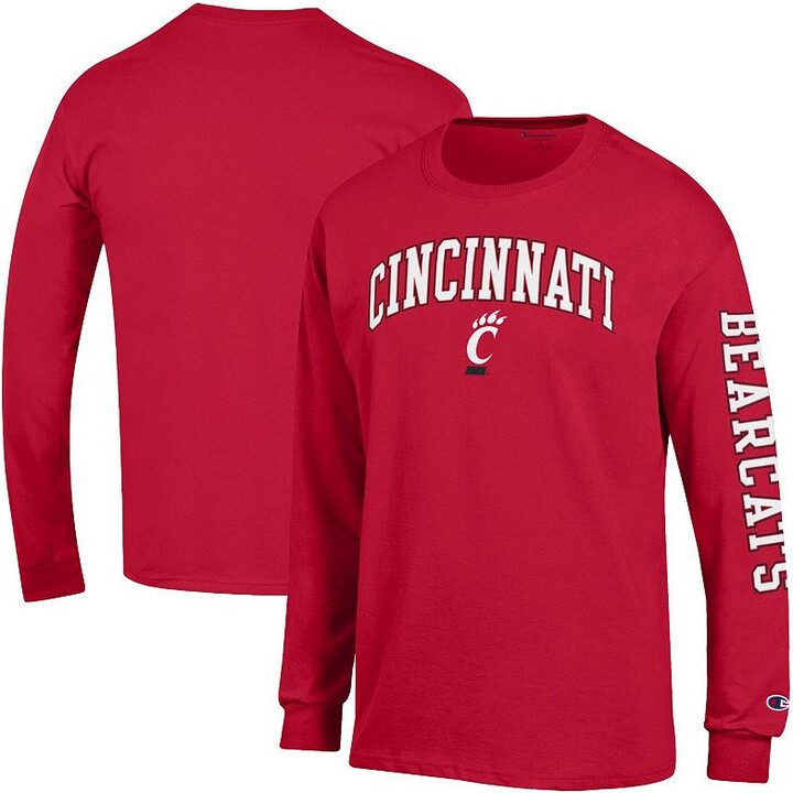 Men's Champion Red Cincinnati Bearcats Arch Over Logo 2-Hit Long Sleeve T-Shirt
