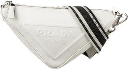 Prada Saffiano triangle-logo mini bag - ShopStyle