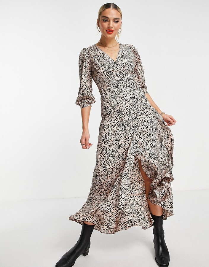 Vero Moda maxi wrap dress in animal print - ShopStyle