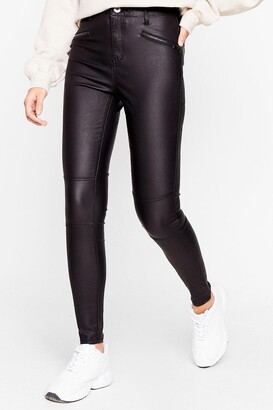 Nasty Gal Womens Tight Faux Leather Zip Trousers - Black - 8
