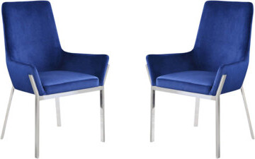 Hokku Designs Set Of 2 Velvet Upholstered Side Chairs With Padded Seats And Mirrored Finish For Luxurious Dining