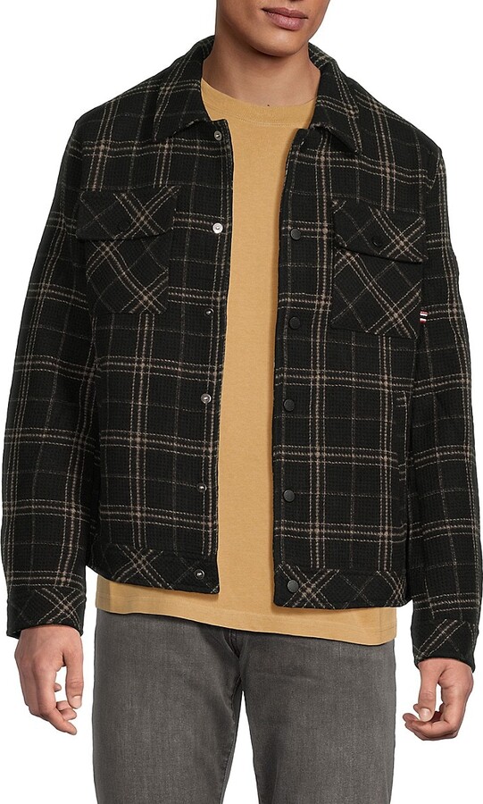 Hunter Plaid Cotton Button-Front Shirt Jacket