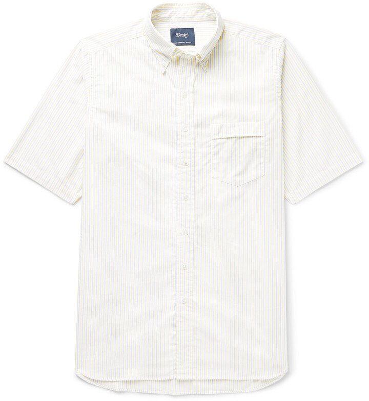 Drakes ButtonDown Collar Striped Cotton Oxford Shirt ShopStyle