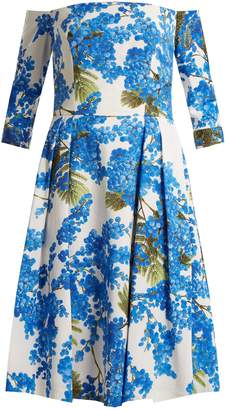 Carolina Herrera Floral-vine print off-shoulder dress