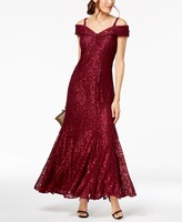 Thumbnail for your product : R & M Richards Off-The-Shoulder Petite Lace Gown