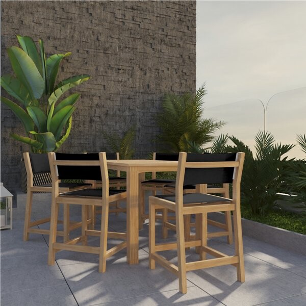 HiTeak Furniture Pearl 7-Piece Outdoor Dining Set in Black