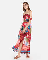 Thumbnail for your product : Express Floral Off The Shoulder Flutter Sleeve Maxi Dress
