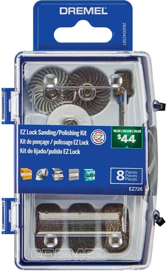 Dremel EZ726-01 8 PC EZ Lock Sanding & Polishing Rotary Accessories Kit
