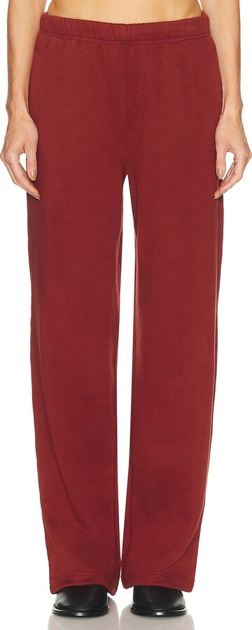 SKIMS Cotton Fleece Straight Leg Pant in Rust