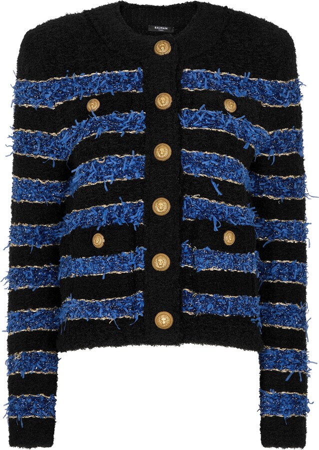 Balmain Embellished Cotton-velvet Jacket - Black - ShopStyle