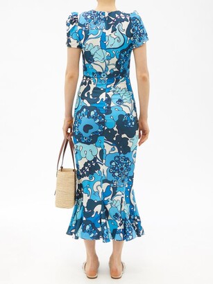 Rhode Resort Lulani Floral-print Recycled-fibre Crepe Dress - Blue Print