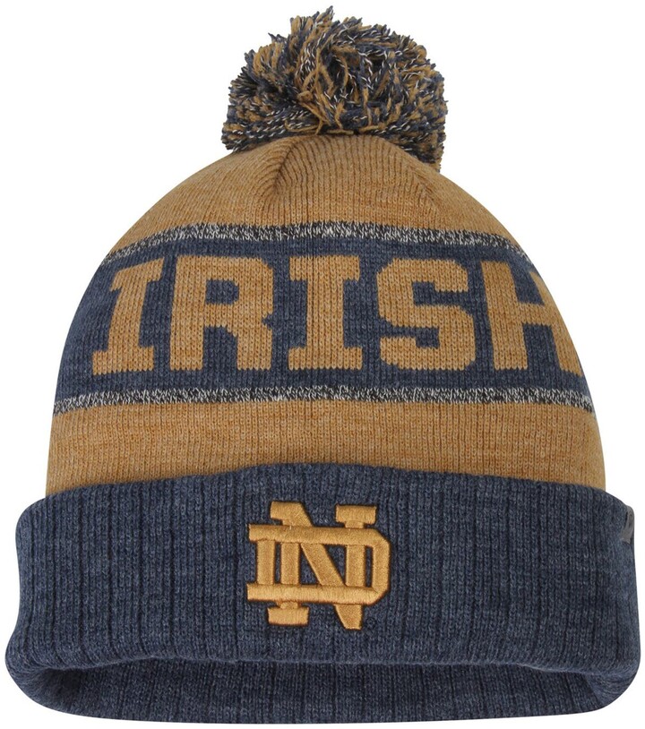 Top of the World Men's Gold/Heather Navy Notre Dame Fighting Irish Below  Zero Cuffed Pom Knit Hat - ShopStyle