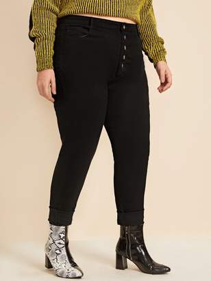 Shein Plus Button Front High Waist Skinny Jeans