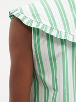 Thumbnail for your product : Ganni Ruffled-collar Sleeveless Cotton-poplin Shirt - Green White