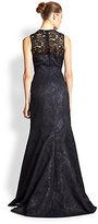 Thumbnail for your product : Carmen Marc Valvo Metallic Brocade & Lace Gown