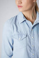 Thumbnail for your product : Topshop Moto fitted chambray shirt