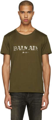 Balmain Green Mylar Logo T-Shirt