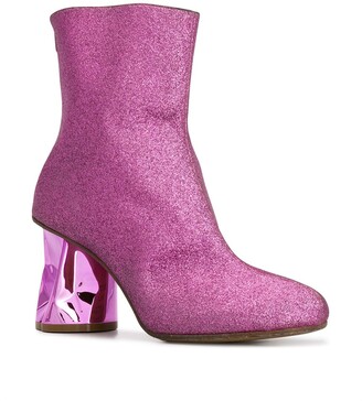 Maison Margiela Crushed Heel Glitter Ankle Boots