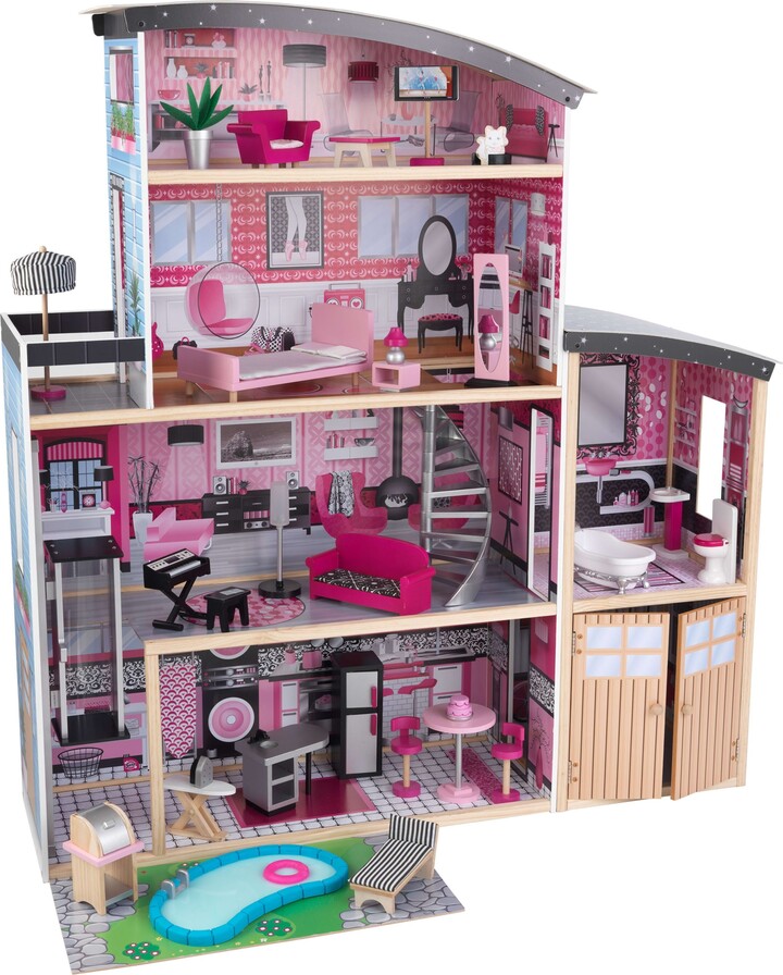Global Pronex Sparkle Mansion Wooden Dollhouse with Lights & Sounds and