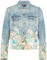 white floral denim jacket