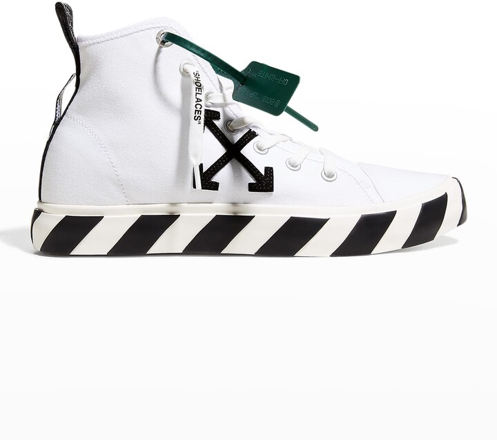 Off-White Men's Arrow Striped Canvas Mid-Top Sneakers - ShopStyle