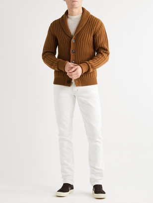 Tom Ford Shawl-Collar Ribbed Cashmere Cardigan - Men - Brown - IT 50