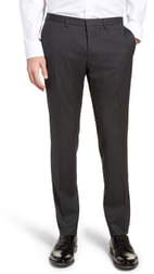 BOSS Wave CYL Flat Front Slim Fit Solid Wool Dress Pants