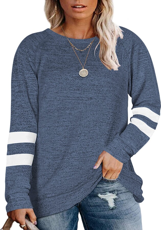 SportsX Womens Plus Size Pullover Long Sleeve Casual Sweatshirt Tunic 