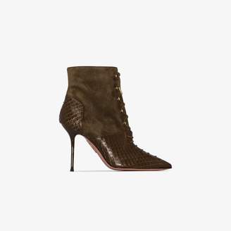 Aquazzura green Berlin 95 lace-up ankle boots