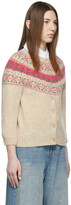Thumbnail for your product : Molly Goddard Beige Cropped Fairisle Cardigan
