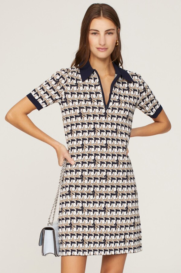 Basketweave Polo Dress Blue-multicolored-print