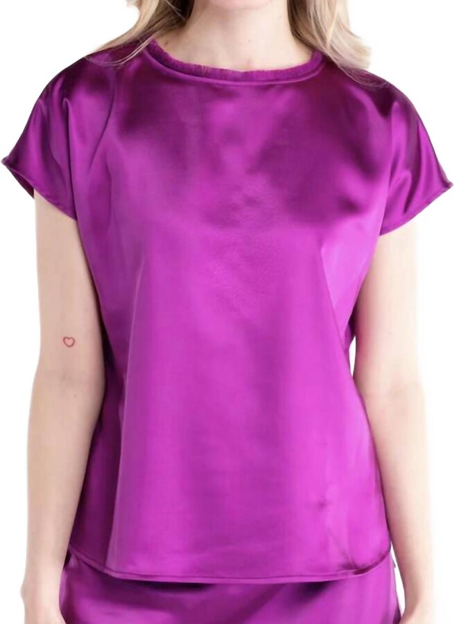 S'edge Astor Cap Sleeves Top In Plum