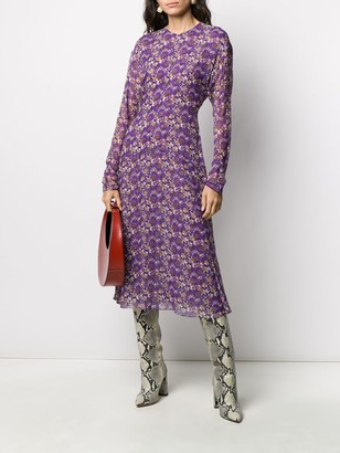 Victoria Beckham Floral-Print Midi Dress