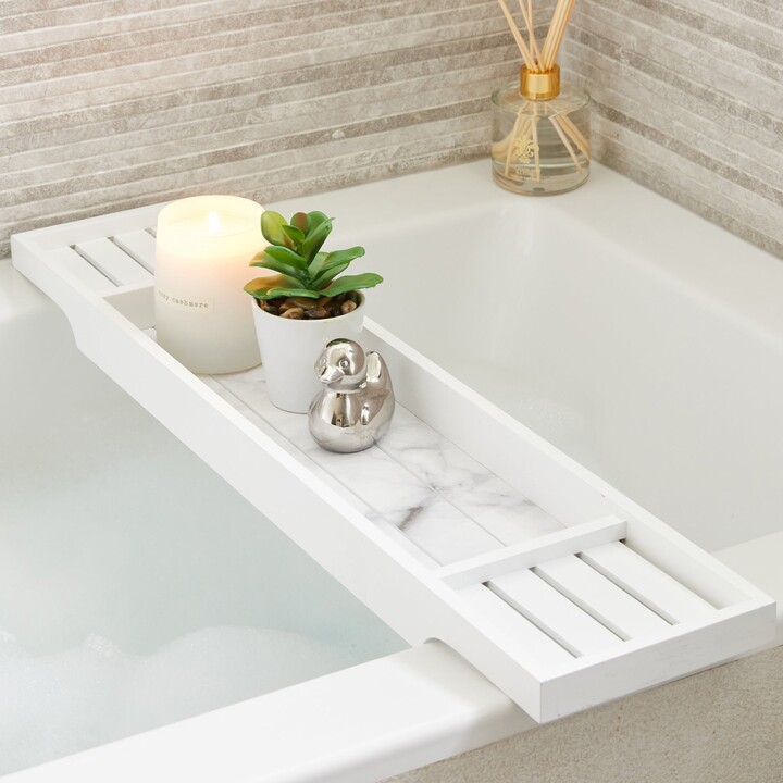 Dunelm Marble Effect Bamboo Bath Rack White ShopStyle