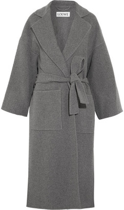 Loewe Oversized Belted Wool And Cashmere-blend Coat - Stone