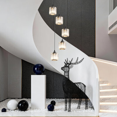 Mercer41 5 - Light Cluster Glass Crystal Pendant 11.8\