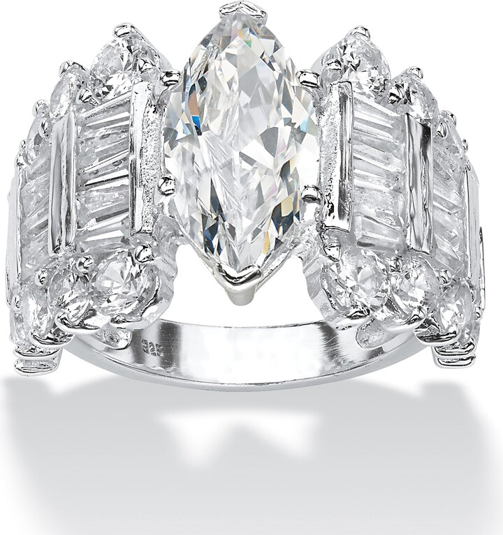 PalmBeach Jewelry 6.55 TCW Marquise-Cut Cubic Zirconia Ring in .925 Sterling Silver