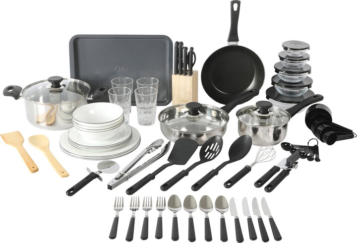 Gibson Home 71-Piece Cookware Set with Stainless Steel & Nonstick Cooking Pots & Pans, Bakeware & Cooking Utensils, Full Kitchen & Dinnerware Set