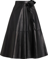 Embellished Leather Midi Skirt 