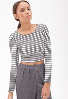Thumbnail for your product : Forever 21 Striped Ribbed Knit Crop Top