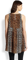 Thumbnail for your product : Elizabeth and James Everly Silk Leopard-Print Hi-Lo Top
