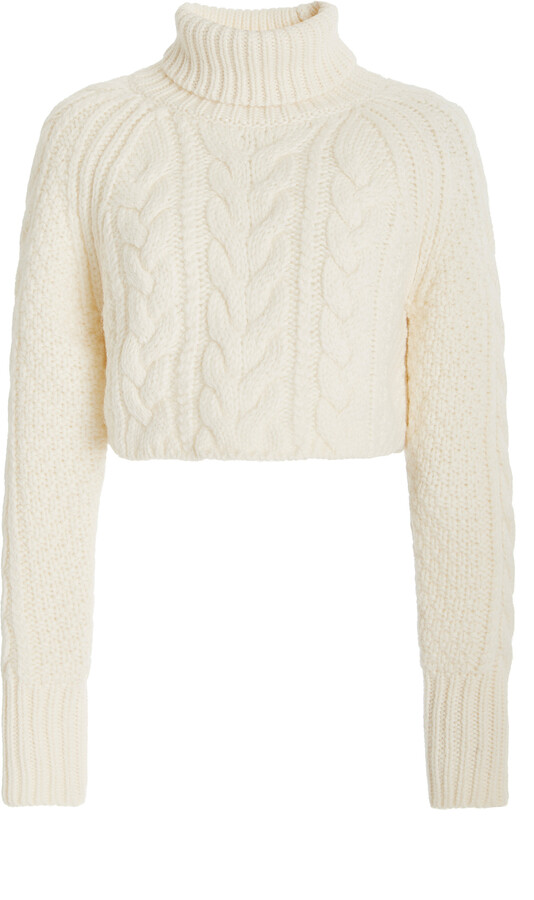 Cecilie Bahnsen Giselle Cropped Cable-Knit Wool-Blend Turtleneck ...
