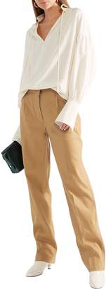 The Row Thea Pleated Linen And Cotton-blend Straight-leg Pants