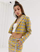 Thumbnail for your product : O'mighty O Mighty cropped blazer in bright check co-ord