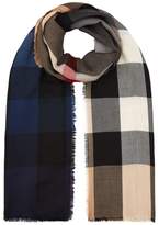 Burberry Lightweight Cashmere Ombre Check Scarf