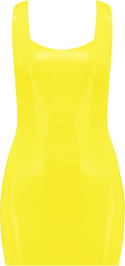Elissa Poppy Latex Backless Mini Dress - Yellow