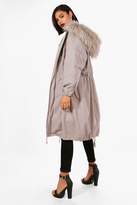 Thumbnail for your product : boohoo Parka With Faux Fur Trim & Detachable Lining