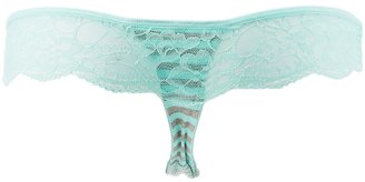 Charlotte Russe Striped Lace-Trim Thong Panties