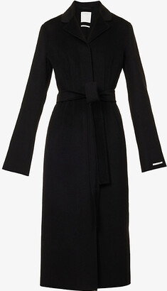 Sportmax Womens Black Eva Tie-waist Wool-blend Coat