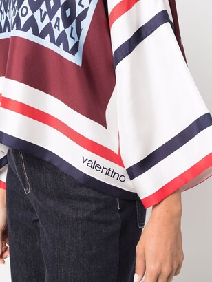 Valentino Logo-Print Scarf-Detail Top